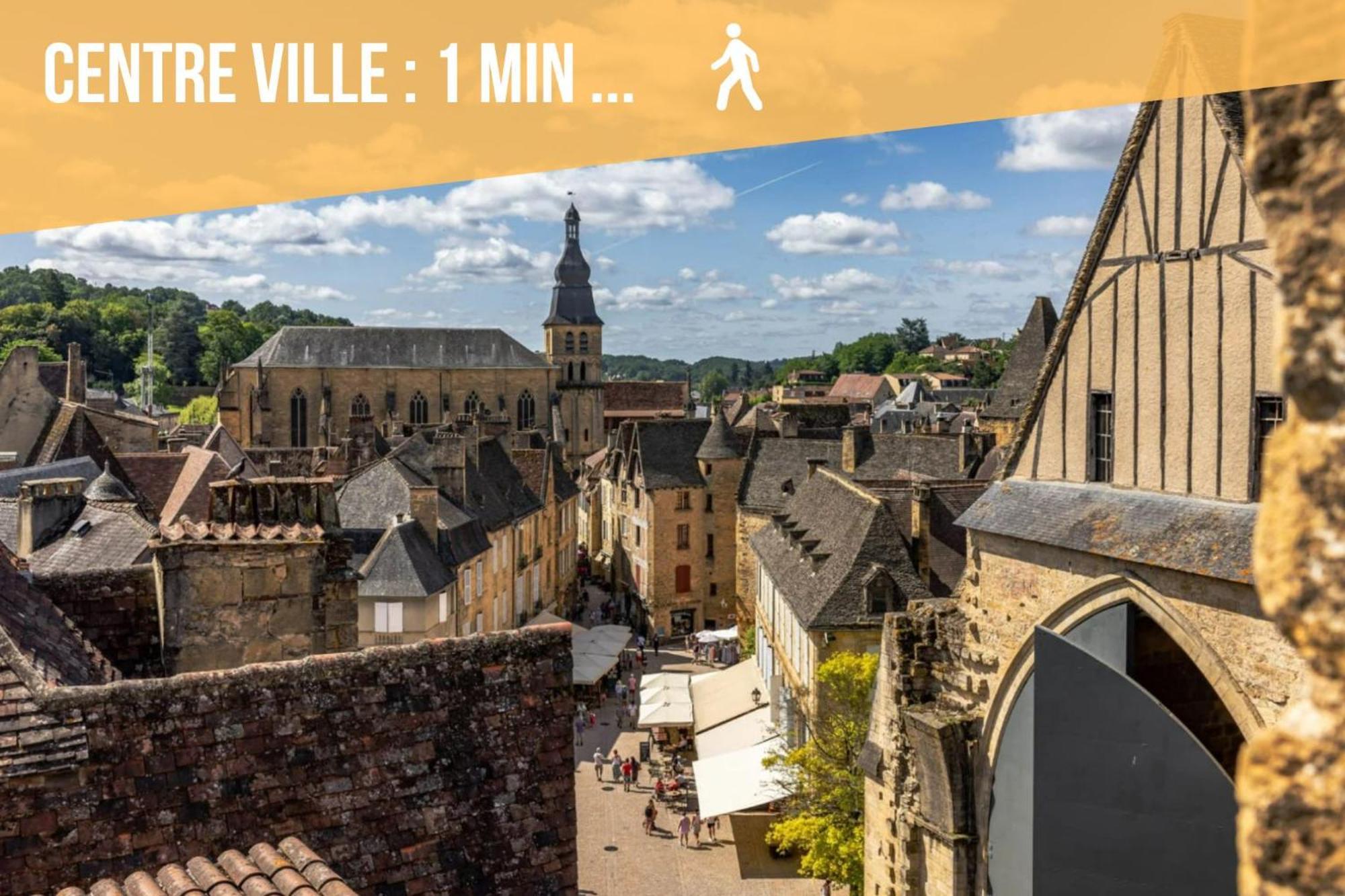 3 Pieces, Climatise, Calme, 100M Du Centre, Parking, "Lyriade" Sarlat Exterior foto